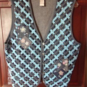 LADIES WOVEN DENIM BUTTON FRONT VEST
